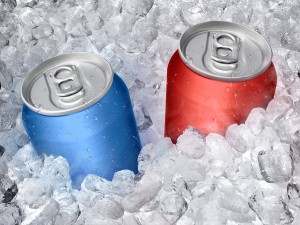 Metal aluminum beverage drink can in ice